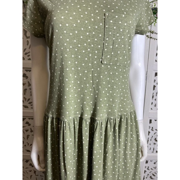 Alison J. Women’s Green Polka Dot Vintage Style Midi Casual House Dress - Picture 6 of 9